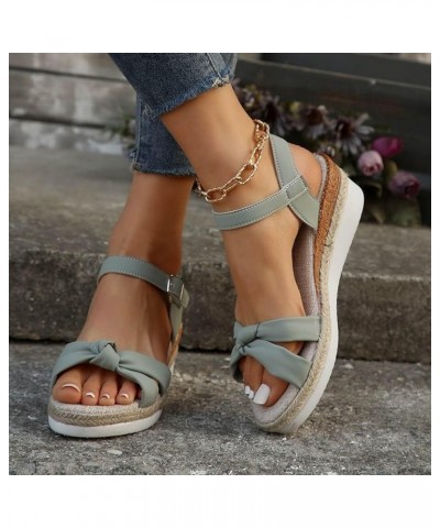 Sandals Women Strappy Lace Up Low Block Chunky Heels Wedges Sandal Flip-Flop Open Toe Prom Sandals 97-ixpyn-g-green $17.12 Fa...