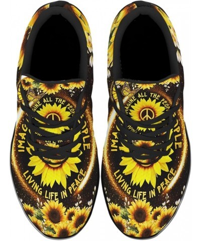 Hippie Print Walking Tennis Shoes Tennis Sneakers Breathable Running Shoes Trail Running Shoe for Women Men Hippie Sunflower ...