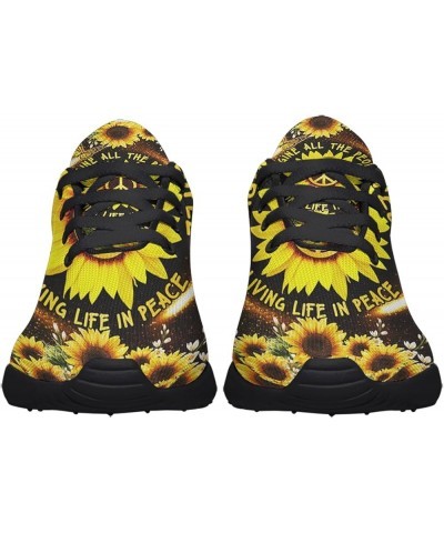 Hippie Print Walking Tennis Shoes Tennis Sneakers Breathable Running Shoes Trail Running Shoe for Women Men Hippie Sunflower ...