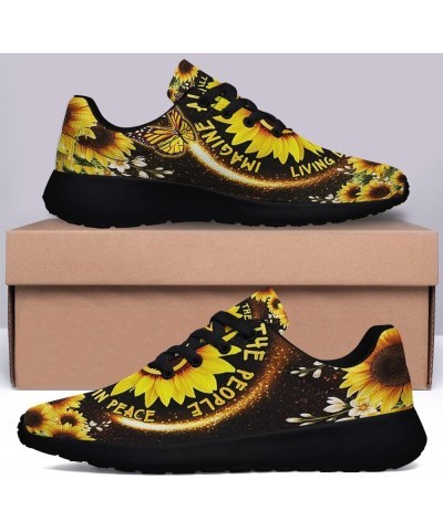 Hippie Print Walking Tennis Shoes Tennis Sneakers Breathable Running Shoes Trail Running Shoe for Women Men Hippie Sunflower ...