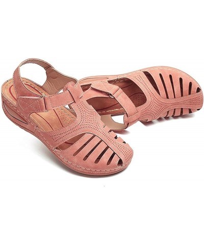 Closed Toe Sandals for Women Casual Summer Hollow Out Vintage Wedge Sandal Gladiator Outdoor Shoes Ankle Buckle Strap Sandals...