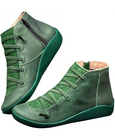 Winter Boots for Women Low Heel Platform Boots Women Slip On Ankle Boots Winter Warm Stacked Chunky Heel Short Booties Green ...