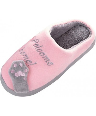 Womens House Slipper Women Winter Home Slippers Cat Warm Indoors Bedroom Womans Slippers Pink $10.78 Slippers