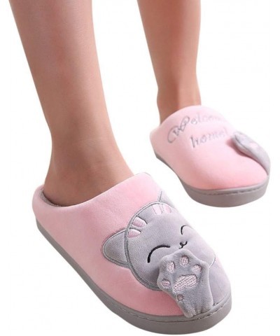 Womens House Slipper Women Winter Home Slippers Cat Warm Indoors Bedroom Womans Slippers Pink $10.78 Slippers