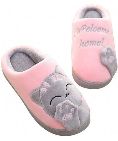 Womens House Slipper Women Winter Home Slippers Cat Warm Indoors Bedroom Womans Slippers Pink $10.78 Slippers