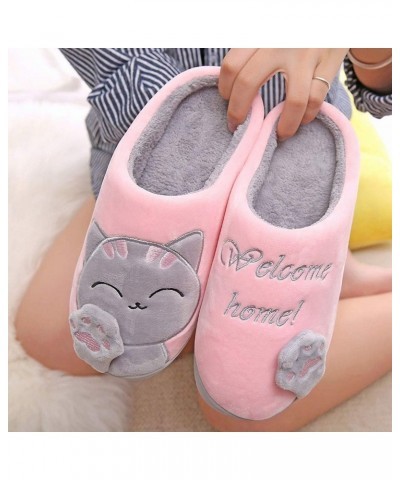 Womens House Slipper Women Winter Home Slippers Cat Warm Indoors Bedroom Womans Slippers Pink $10.78 Slippers