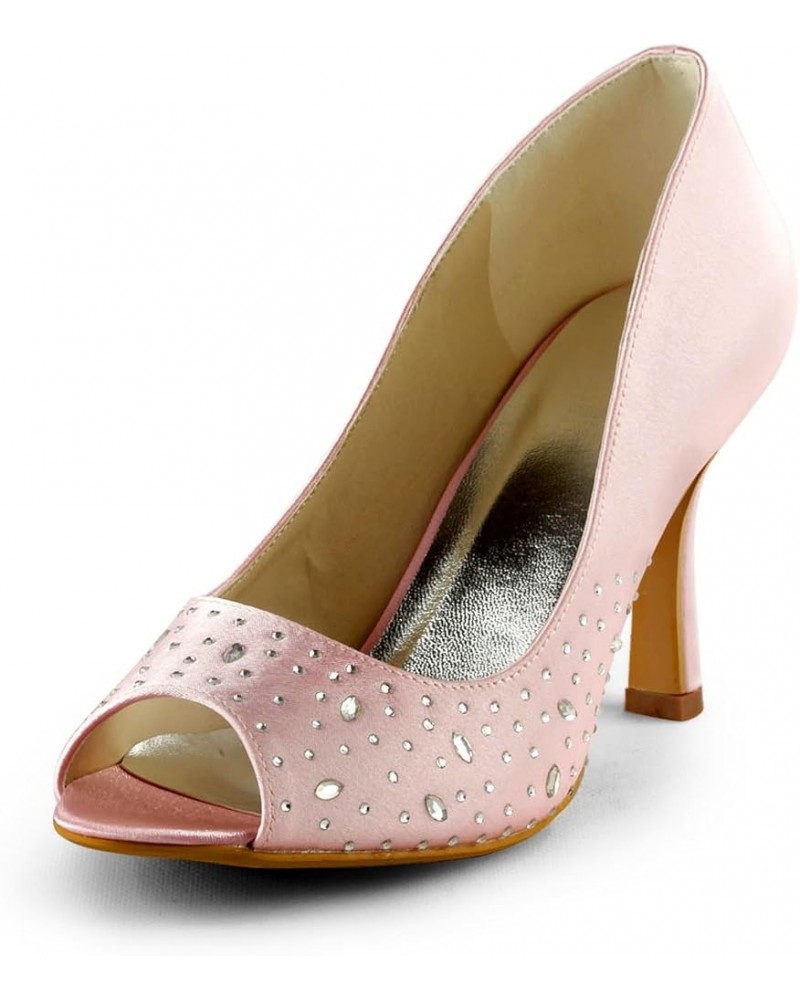 GYAYL431 Womens Stiletto High Heel Sparkle Satin Evening Party Bridal Wedding Shoes Sandals Pink-9cm Heel $31.31 Pumps