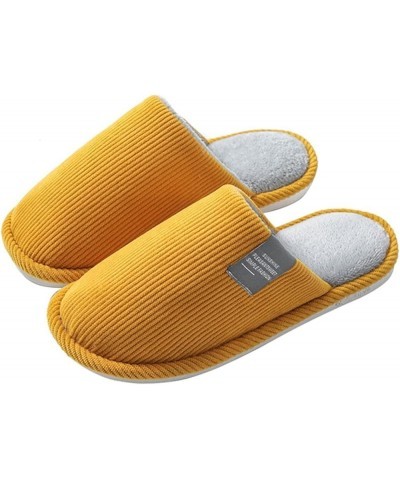 Men Stripe Cotton Slippers，Men's Slipper Solid Color Autumn and Winter Home Slipper for Men Warm Indoor Slides (Color : Yello...