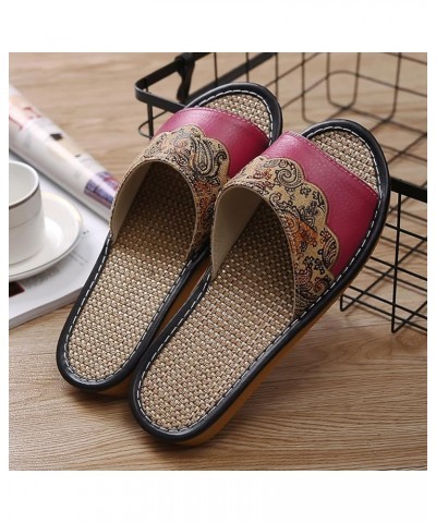 Ladies Bubble Sandals European Velvet Printed Linen Leather Slippers Women's Spring Summer Home Indoor Wooden Hot Pink $9.04 ...