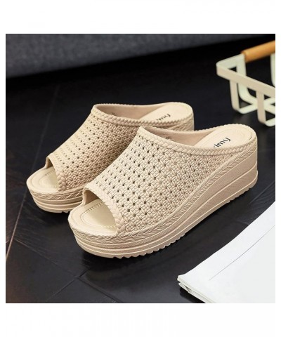 Women's Wedge Heels Sandals 3 Inch Ankle Strap Open Toe Evening Dress Shoes Women'S Platform Sandals Beige $20.54 Sandals