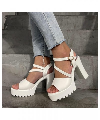 Comfortable Heeled sandals For Women Closed Toe sandals Women Ballroom Shoes Women sandals Women Heels Wedge High Heel White-...