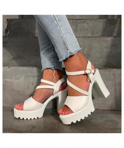 Comfortable Heeled sandals For Women Closed Toe sandals Women Ballroom Shoes Women sandals Women Heels Wedge High Heel White-...