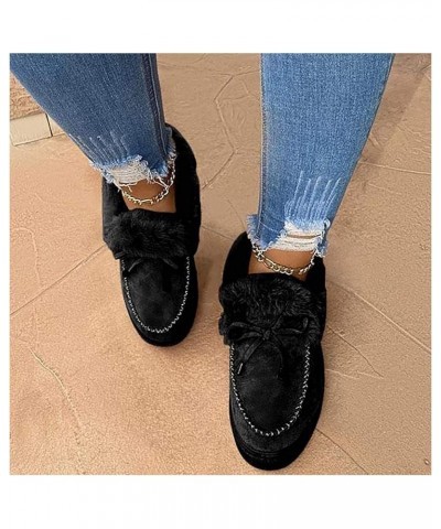 Women Casual Fashion Flat Boots Platform Shoes Slipper Winter Warm Durable Fur Lining Ankle Booties Loafer Platform Shoes Non...