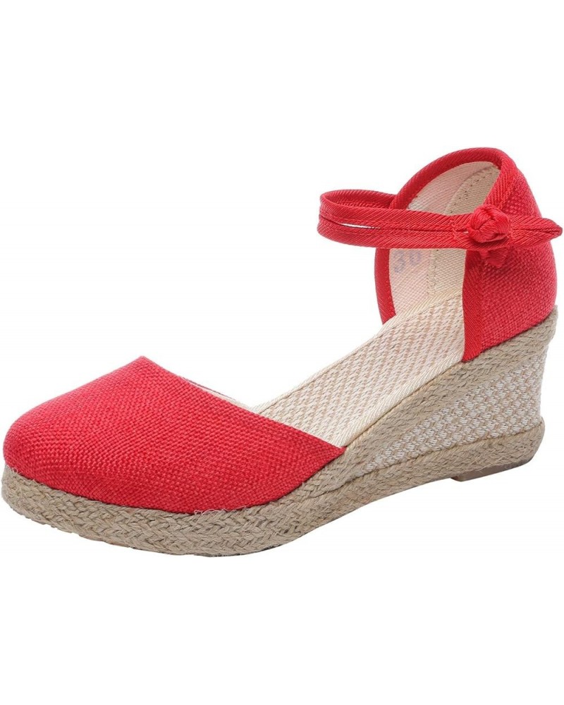 Sport Sandals for Women Leisure Sandals Fashion Wedges Shoes Women's Casual Breathable Outdoor Slip-on Women's Red $26.16 Ath...