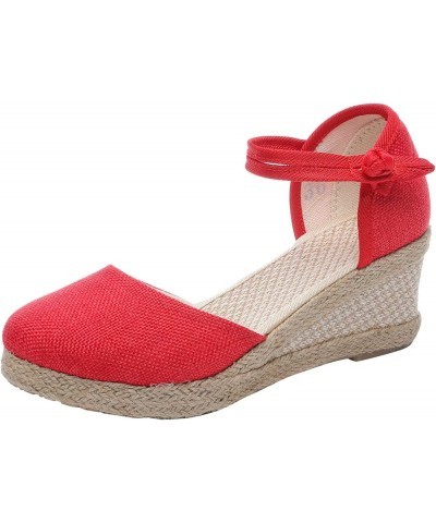 Sport Sandals for Women Leisure Sandals Fashion Wedges Shoes Women's Casual Breathable Outdoor Slip-on Women's Red $26.16 Ath...