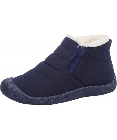 Women's Ankle Boots Fur Lined Warm Winter Short Boots Plush Fleece Soft Sole Snow Boots Flat Bottom Dark Blue $19.77 Outdoor ...