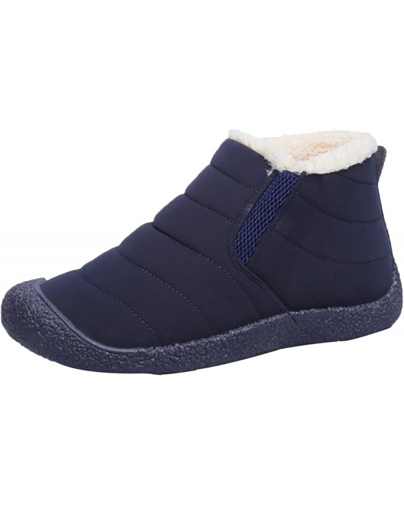 Women's Ankle Boots Fur Lined Warm Winter Short Boots Plush Fleece Soft Sole Snow Boots Flat Bottom Dark Blue $19.77 Outdoor ...