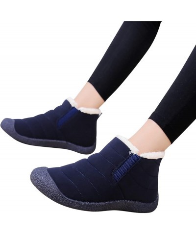 Women's Ankle Boots Fur Lined Warm Winter Short Boots Plush Fleece Soft Sole Snow Boots Flat Bottom Dark Blue $19.77 Outdoor ...