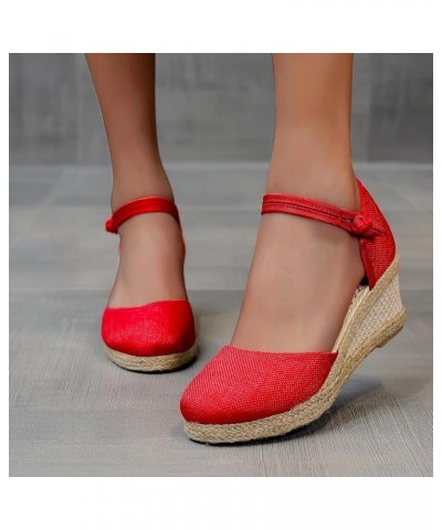 Sport Sandals for Women Leisure Sandals Fashion Wedges Shoes Women's Casual Breathable Outdoor Slip-on Women's Red $26.16 Ath...