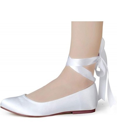 Women Flat Satin Round Toe Wedding Ballet Bridal Shoes Ribbon Tie Ankle Strap Party Dress Champagne 1 $26.87 Flats