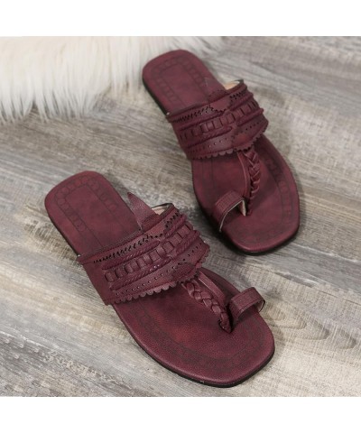 Breathable Clip Toe Sandals for Women Dressy Summer Vintage Braided Strap Slip on Thong Slippers Comfortable Beach Flip Flops...