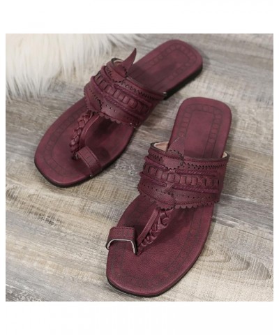 Breathable Clip Toe Sandals for Women Dressy Summer Vintage Braided Strap Slip on Thong Slippers Comfortable Beach Flip Flops...