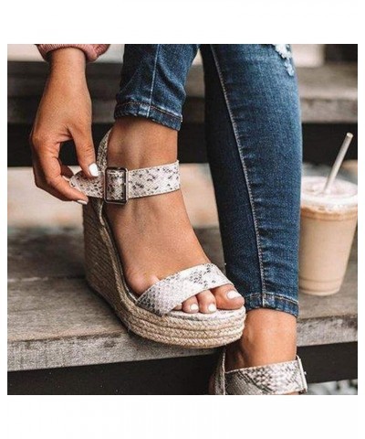 Womens Wedge Sandals Flower Low Heel Platform Sandals Elastic Ankle Strap Espadrilles Sandals Summer Casual Comfortable Shoes...