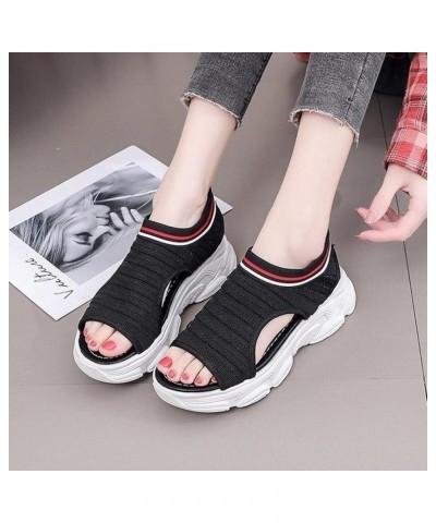 Sandals Women 2021 Sports Sandals Summer Casual Fashion Women's Sandals Flat Mid-Heel Comfortable Women's Sandals Black 7.5 B...