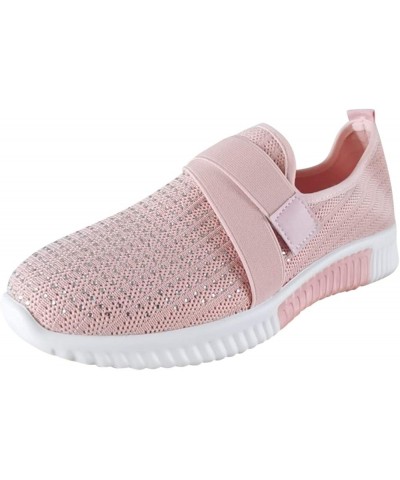 Walking Shoes for Women - Women Mesh Round Cross Straps Flat Sneakers Running Shoes 01 Pink $14.41 Athletic Shoes