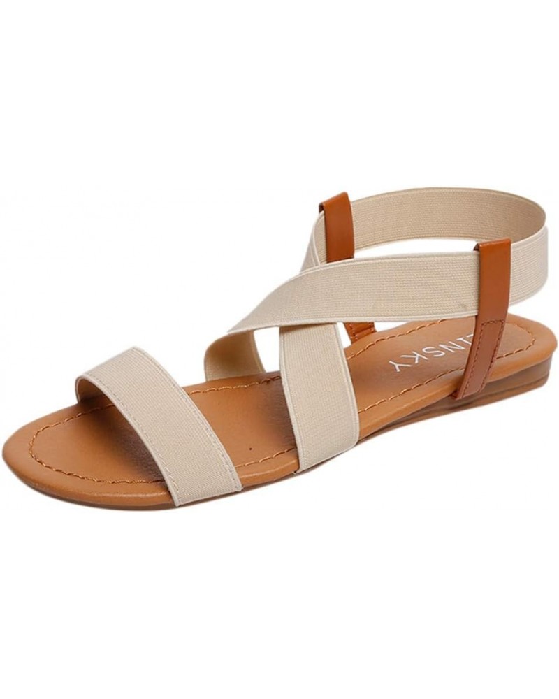 Sandals Women Low Heel Anti Skidding Beach Women's Shoes Woman Cross Strap Sandals Peep-Toe Sandals Women Sandals (Color : Gr...