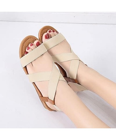 Sandals Women Low Heel Anti Skidding Beach Women's Shoes Woman Cross Strap Sandals Peep-Toe Sandals Women Sandals (Color : Gr...