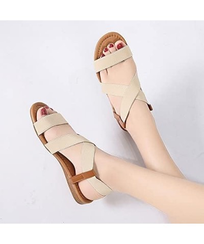 Sandals Women Low Heel Anti Skidding Beach Women's Shoes Woman Cross Strap Sandals Peep-Toe Sandals Women Sandals (Color : Gr...