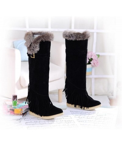 Shoes Thermal Fashion Colors Tassel Women's Breathable Winter Boots Retro Thigh Women's Taupe Boots for Women Low Heel Black ...