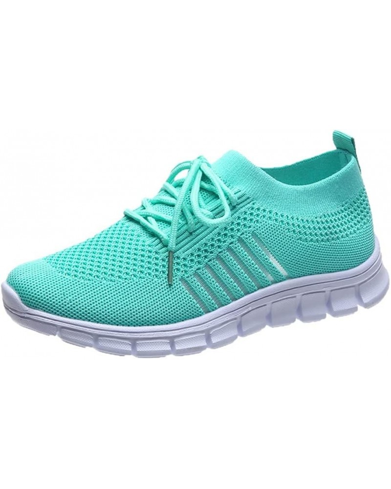 Women Breathable Sneakers Lightweight Casual Running Shoes Lace-up Anti Sweat Mesh Platform Athletic Shoes Sky Blue-1 $14.74 ...