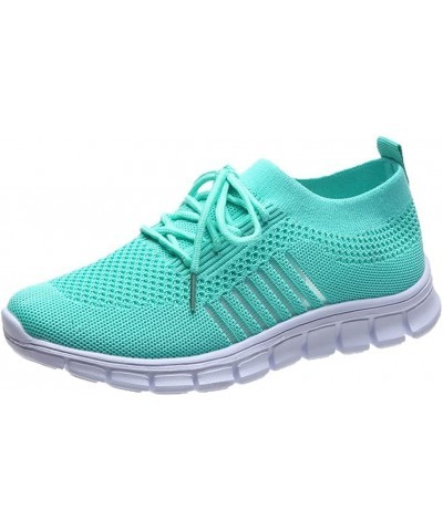 Women Breathable Sneakers Lightweight Casual Running Shoes Lace-up Anti Sweat Mesh Platform Athletic Shoes Sky Blue-1 $14.74 ...