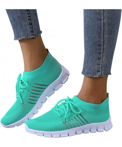 Women Breathable Sneakers Lightweight Casual Running Shoes Lace-up Anti Sweat Mesh Platform Athletic Shoes Sky Blue-1 $14.74 ...