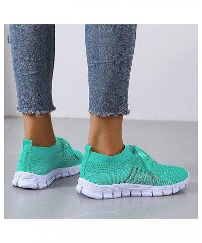 Women Breathable Sneakers Lightweight Casual Running Shoes Lace-up Anti Sweat Mesh Platform Athletic Shoes Sky Blue-1 $14.74 ...