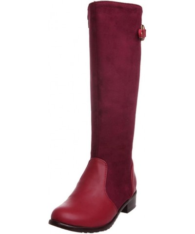 Women Knee-High Boots with Flat Heel 4-colors All Match Boots with Mini/Plus Size Available Burgundy $26.49 Boots