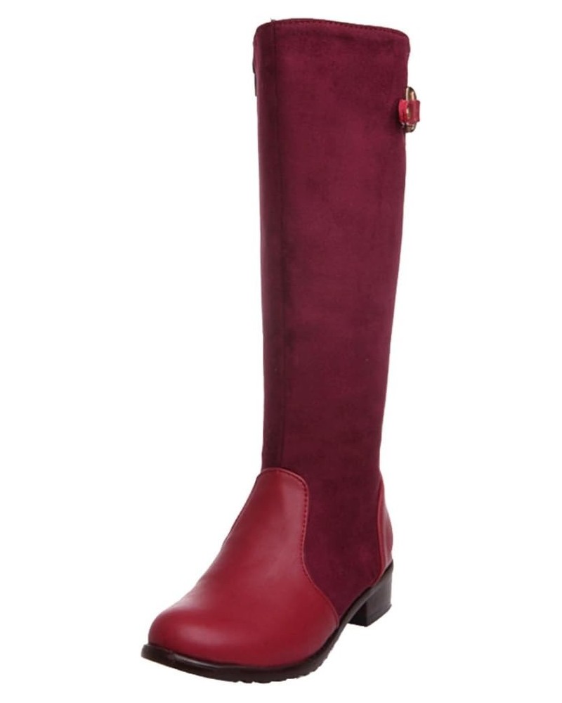 Women Knee-High Boots with Flat Heel 4-colors All Match Boots with Mini/Plus Size Available Burgundy $26.49 Boots