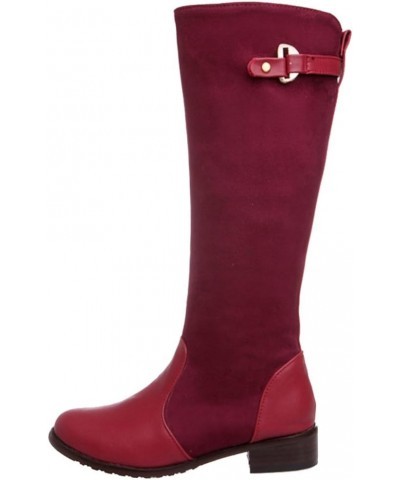 Women Knee-High Boots with Flat Heel 4-colors All Match Boots with Mini/Plus Size Available Burgundy $26.49 Boots