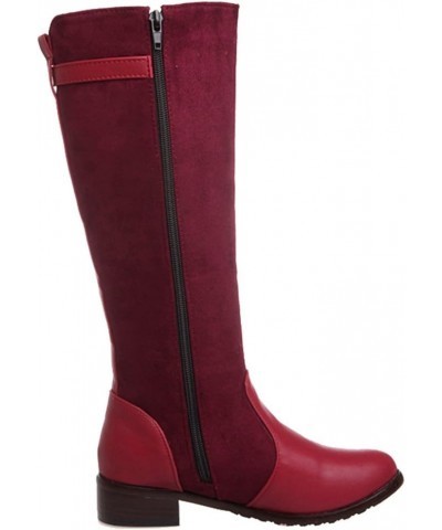 Women Knee-High Boots with Flat Heel 4-colors All Match Boots with Mini/Plus Size Available Burgundy $26.49 Boots