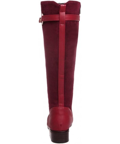 Women Knee-High Boots with Flat Heel 4-colors All Match Boots with Mini/Plus Size Available Burgundy $26.49 Boots