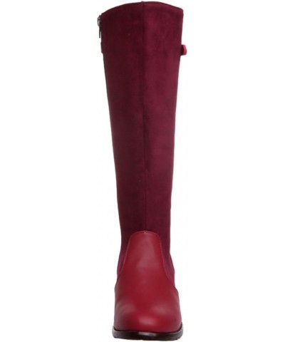 Women Knee-High Boots with Flat Heel 4-colors All Match Boots with Mini/Plus Size Available Burgundy $26.49 Boots