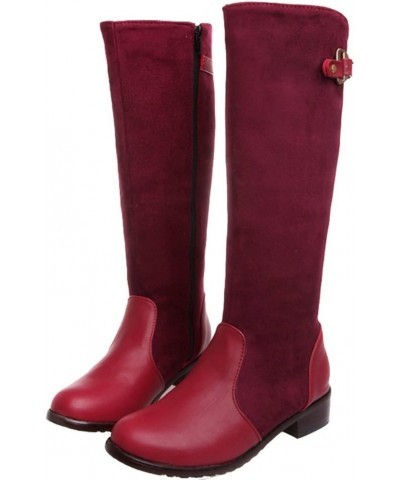 Women Knee-High Boots with Flat Heel 4-colors All Match Boots with Mini/Plus Size Available Burgundy $26.49 Boots