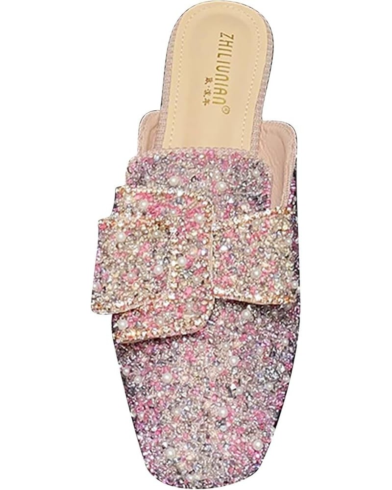 Womens Slides Sandals Cloud Slippers Summer Fashion Summer and Autumn Women's Shoes Low Heel Flat Head Rhinestone Pink $24.10...