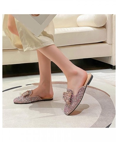 Womens Slides Sandals Cloud Slippers Summer Fashion Summer and Autumn Women's Shoes Low Heel Flat Head Rhinestone Pink $24.10...