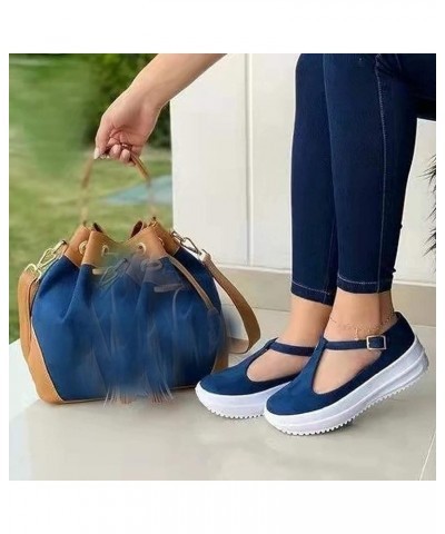 Women's Closed Toe Sandals Ladies Mid Wedge Heel Platform Sandals Buckle Up Ankle Strap Espadrille Sandals Summer Round Head ...