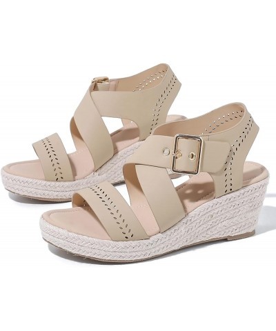 Sandals for Women The Flatshare Flip Flops Women Fuzzy Slides Platform Side Sleeper Wedge Heeled Sandals for Women San Beige ...