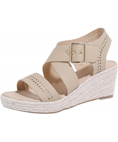 Sandals for Women The Flatshare Flip Flops Women Fuzzy Slides Platform Side Sleeper Wedge Heeled Sandals for Women San Beige ...