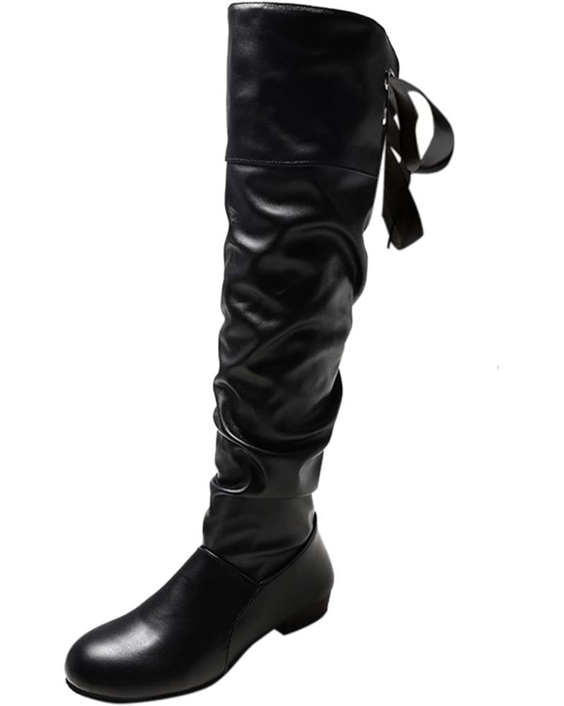 Women's Wide Calf Knee High Boot,Slouchy Boots For Women,Round Toe Fall Weather Winter Boots Slouch Chunky Low Heel Long Faux...